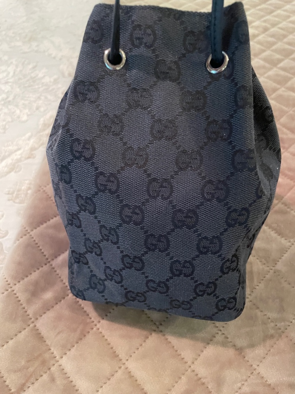 Gucci Black GG Canvas Drawstring Bucket Bag - Picture 3 of 5